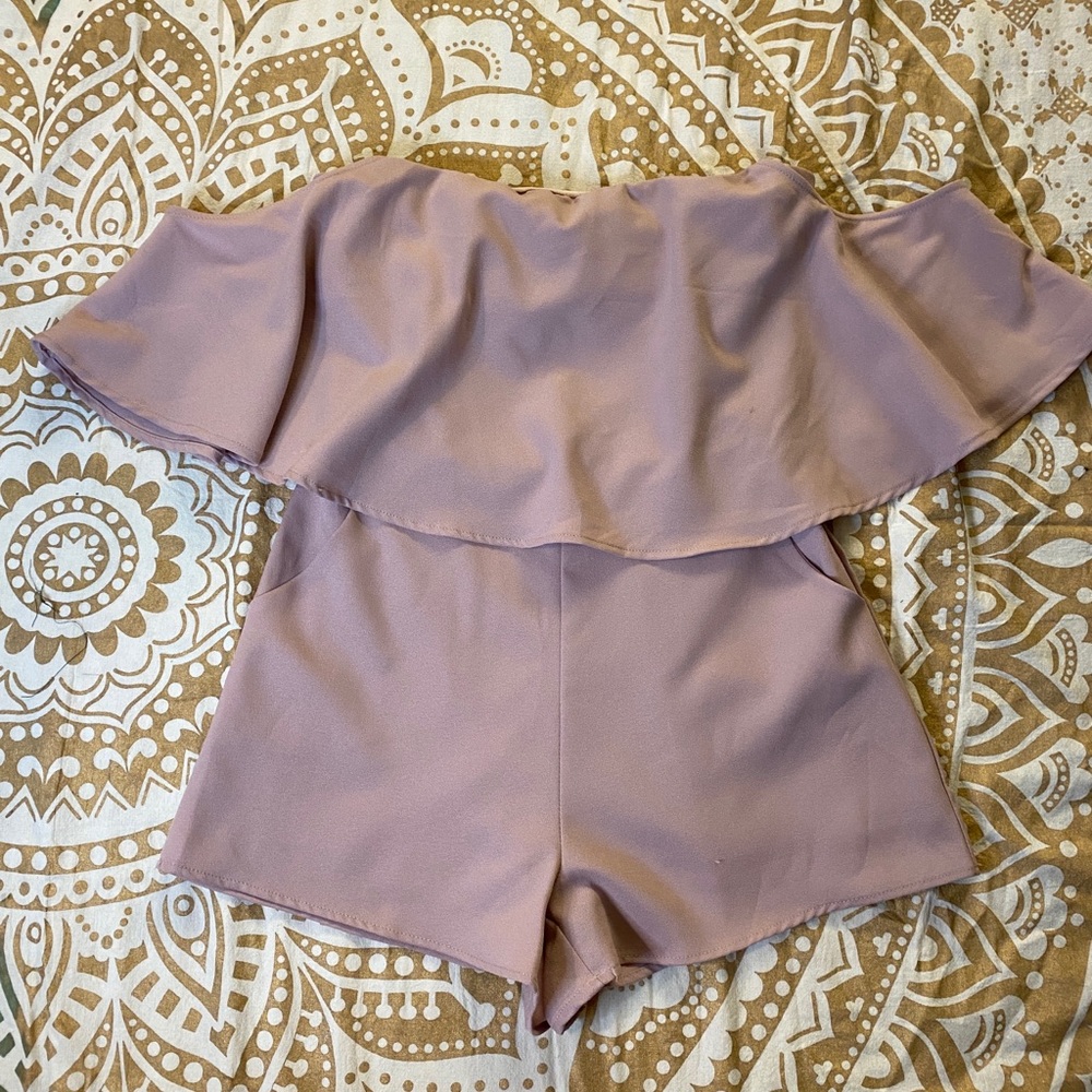 PINK OVER THE SHOULDER ROMPER